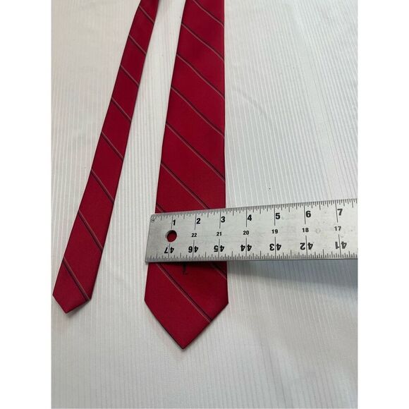 Yves Saint Laurent Red Blue Stripe VTG Necktie Tie - Picture 4 of 6